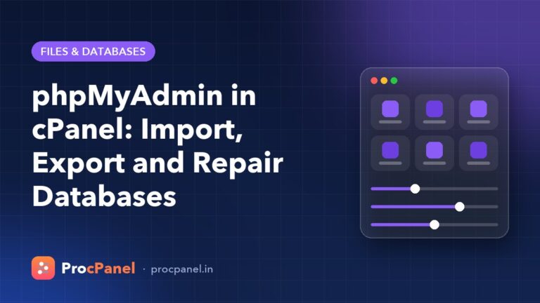phpMyAdmin in cPanel: Import, Export and Repair Databases